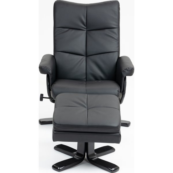 Duvnäs Reclinersessel mit Fußhocker - schwarzes PU