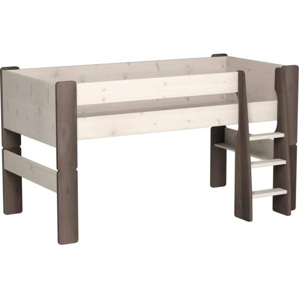 Für Kinder-Hochbett 90 x 200 cm - Weiß/Grau/Braun