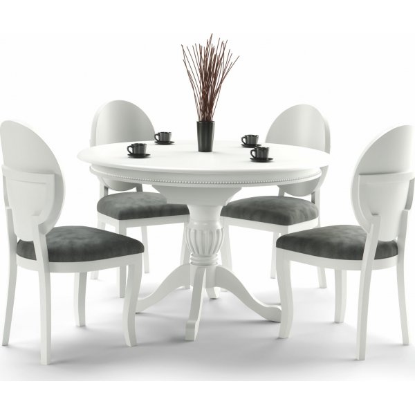 Esstisch 90/124 cm weiß - Dana + Möbelfüße
