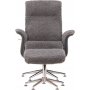 Relaxsessel mit Fußhocker - Graues Schaffellimitat/weiß getünchte Eiche