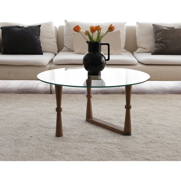 Yuvarlak Couchtisch Ø80 cm - Nussbaum