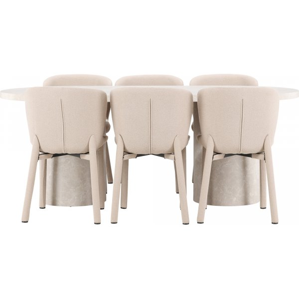 Esstisch Narvik mit 6 Astoria-Stühlen - Beige