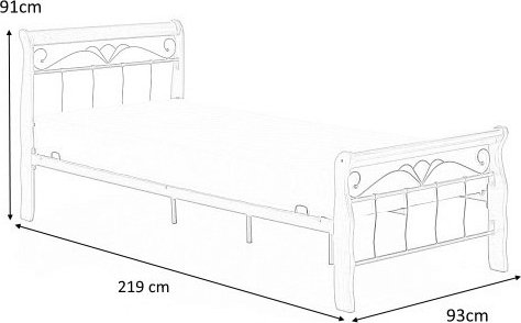 Bettrahmen Anika 90 cm - Kirsche antik/Schwarz