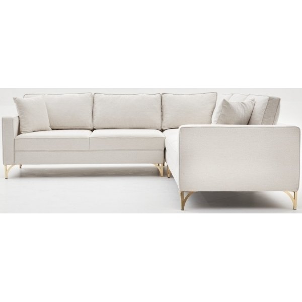 Berlin Ecksofa - Cremeweiß/Gold