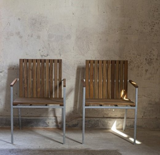 Gartenstuhl Alva – Teak/galvanisiertes Metall