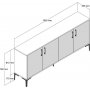 Kyiv Sideboard 180 cm - Nussbaum/schwarzer Marmor