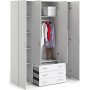 Space-Kleiderschrank mit 4 Türen und 3 Schubladen - Weiß
