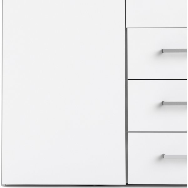 Space-Kleiderschrank mit 4 Türen und 3 Schubladen - Weiß