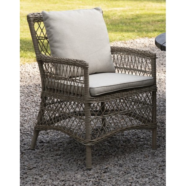 Outdoor-Sessel aus naturfarbenem Kunstrattan