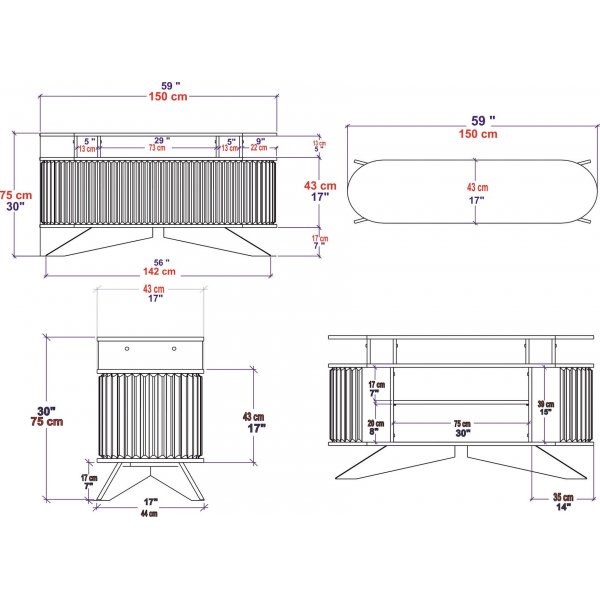 Stormy Sideboard - Weiß/Anthrazit