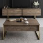 Medienbank 180 cm Walnuss / Gold - Lux
