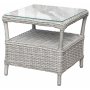 Pigeon Outdoor-Möbel-Set: 2 Sessel mit Fußhocker und Tisch - Graues Kunststoff-Rattan