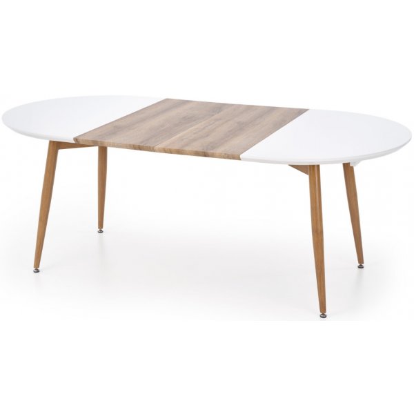 Paloma Esstisch, verstellbar 120-200 cm - Weiß Hochglanz / Eiche