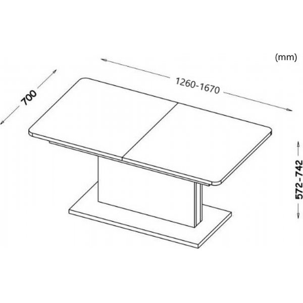 Cense ausziehbarer Couchtisch 70x126-167 cm - Schwarz / Holz