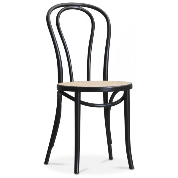 Bugholz Stuhl Nr. 18 Klassiker - Schwarz mit Rattansitz + Fleckentferner für Möbel