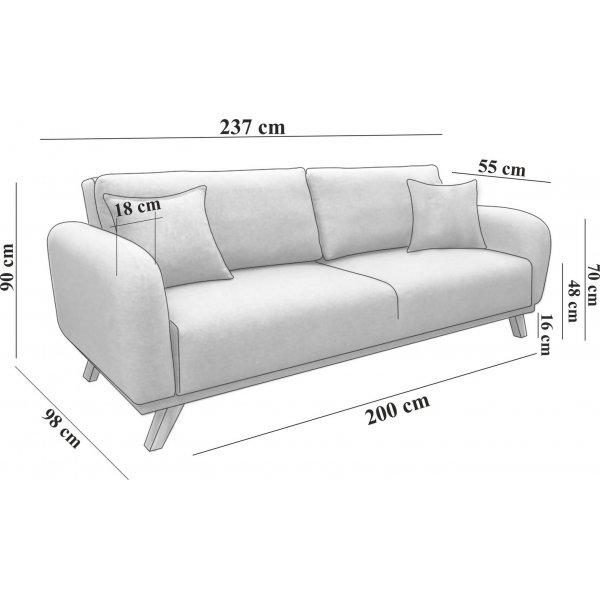 Kronos 3-Sitzer-Schlafsofa Dunkelblau