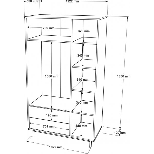 Ocean-Kleiderschrank - Walnuss/Eiche