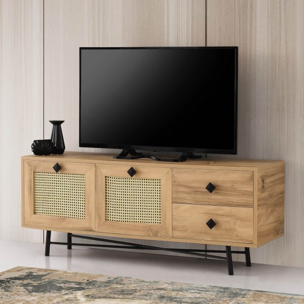 Happy Media Bank 140 cm - Eiche/schwarz