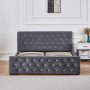 Doppelbett grauer Samt 180 x 200 cm - Dubai + Möbelfüße