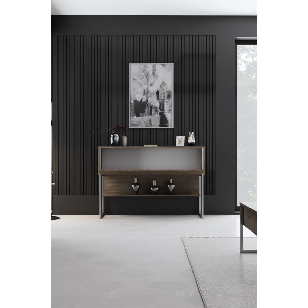 Lux Relieftisch 120 x 30 cm - Walnuss/Silber