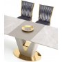 Valentino Esstisch 160-220 x 90 cm - Grauer Marmor/Hellgrau/Gold