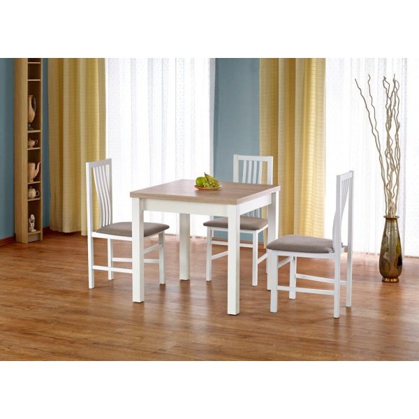 Yaritza ausziehbarer Esstisch 80-160 cm - Weiß/Eicheonoma