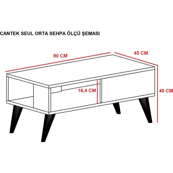 Saul Couchtisch 90 x 45 cm - Saphireiche/weiß