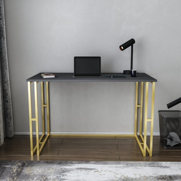 Kane Schreibtisch 120 x 60 cm - Gold/Anthrazit