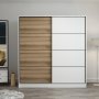 Kapusta Kleiderschrank 220x52x210 cm - Weiß/Braun/Weiß
