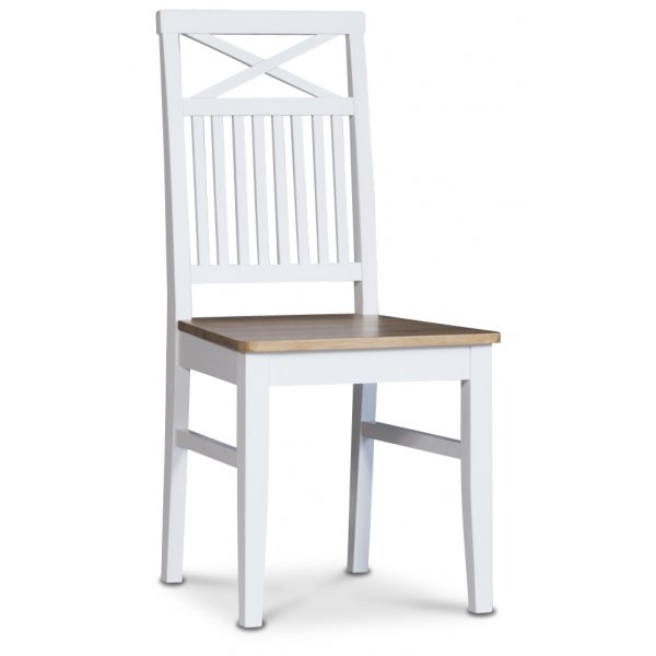 Dalarös Essgruppe 180 cm Tisch weiß/ Eiche + 6 Dalarös Kreuz Essstühle
