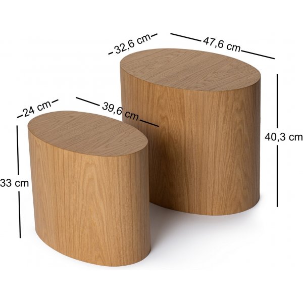 Elipse Beistelltisch-Set - Eiche