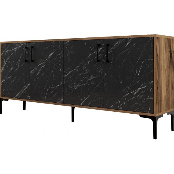 Kyiv Sideboard 180 cm - Nussbaum/schwarzer Marmor