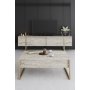 Lux Couchtisch 90 x 60 cm - Travertin/Gold
