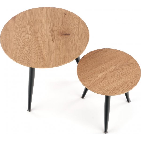 Runder Couchtisch Ø40/59 cm - Eiche/schwarz