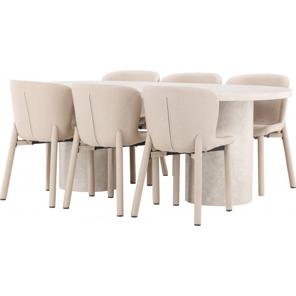 Esstisch Narvik mit 6 Astoria-Stühlen - Beige