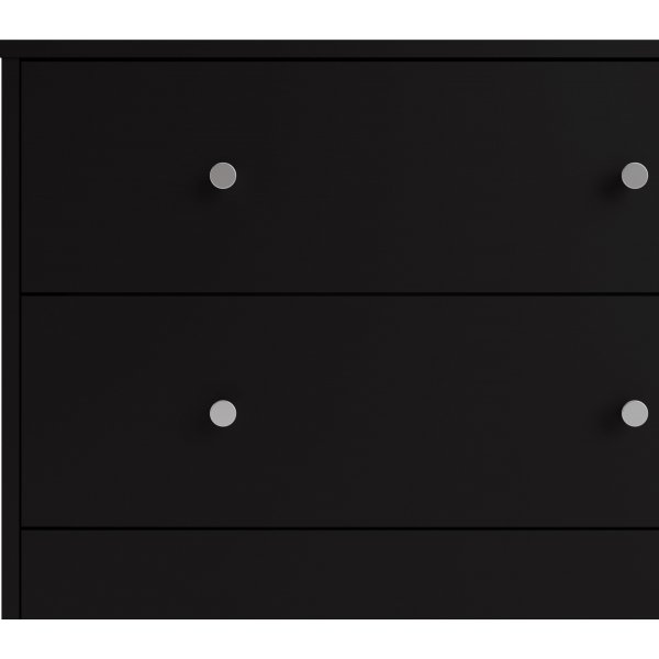 Schwarze Kommode May mit 6 Schubladen