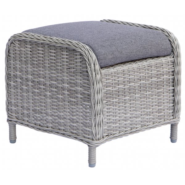 Pigeon Outdoor-Möbel-Set: 2 Sessel mit Fußhocker und Tisch - Graues Kunststoff-Rattan
