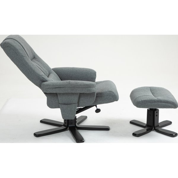 Relaxsessel grau mit Fußhocker - Oslo