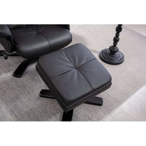 Duvnäs Reclinersessel mit Fußhocker - schwarzes PU