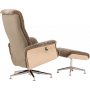 Schaffellsessel mit Fußhocker - Braun / Eiche - Ulla