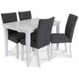 Sandhamn Esstischgruppe 120 cm Tisch mit 4 Crocket Stühlen in grauem Stoff + 4.00 x Serviettenringe