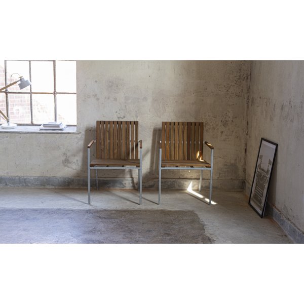 Gartenstuhl Alva – Teak/galvanisiertes Metall