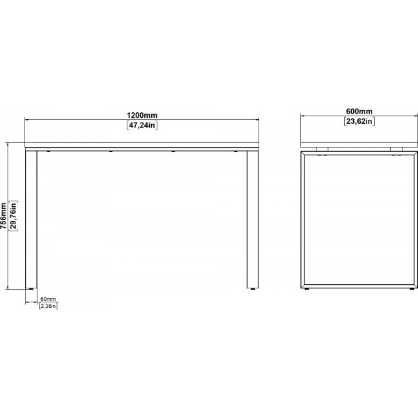 Schilderschreibtisch 120 cm - Mattgrau/Hickory