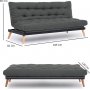 Saki 3-Sitzer-Schlafsofa - Hellgrau