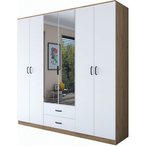 Bardo Kleiderschrank 210 x 51,5 x 210 cm - Walnuss/Weiß