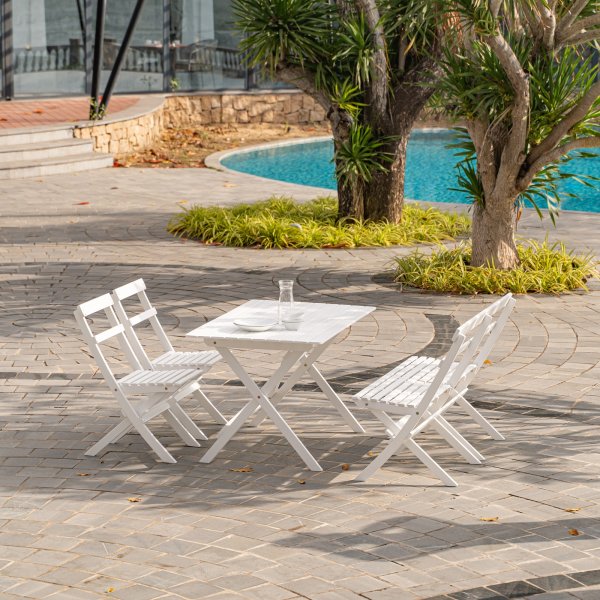 Knohult Outdoor-Sofa | Gartenbank - Weiß + Textilreinigung für Möbel