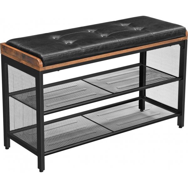 Nick Schuhregal mit Sitz - Braun/Schwarz