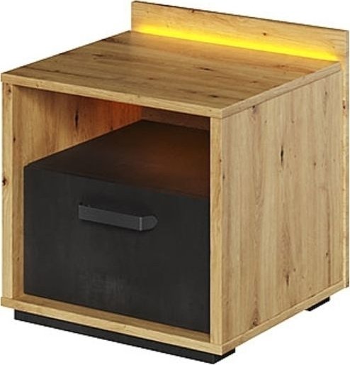 Qubic Nachttisch - Artisan Eiche/Grau/Schwarz