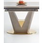Valentino Esstisch 160-220 x 90 cm - Grauer Marmor/Hellgrau/Gold
