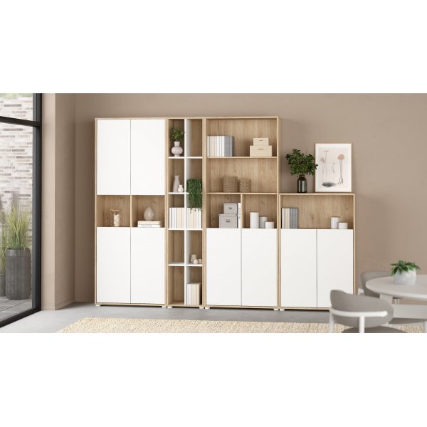 Schilder-Bücherregal mit Trennwand - Weiß/Hickory